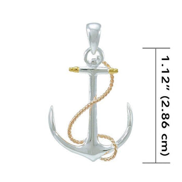 Anchor and Rope Three Tone Pendant OMG635 - Jewelry
